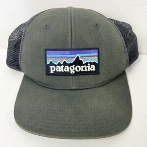Patagonia P6 Logo LoPro Mesh Back Trucker Baseball Hat Cap Gray Charcoal